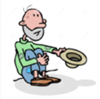 Begger with hat